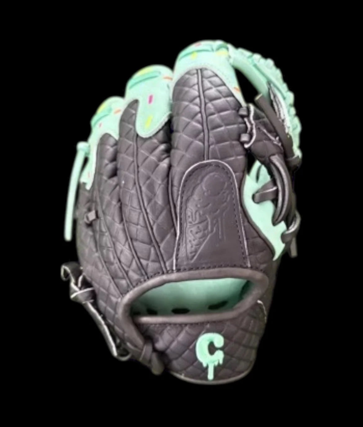 CUSTOM Ice Cream Glow in the Dark Drip 11.5” Youth Cowhide Black Mint Baseball Glove