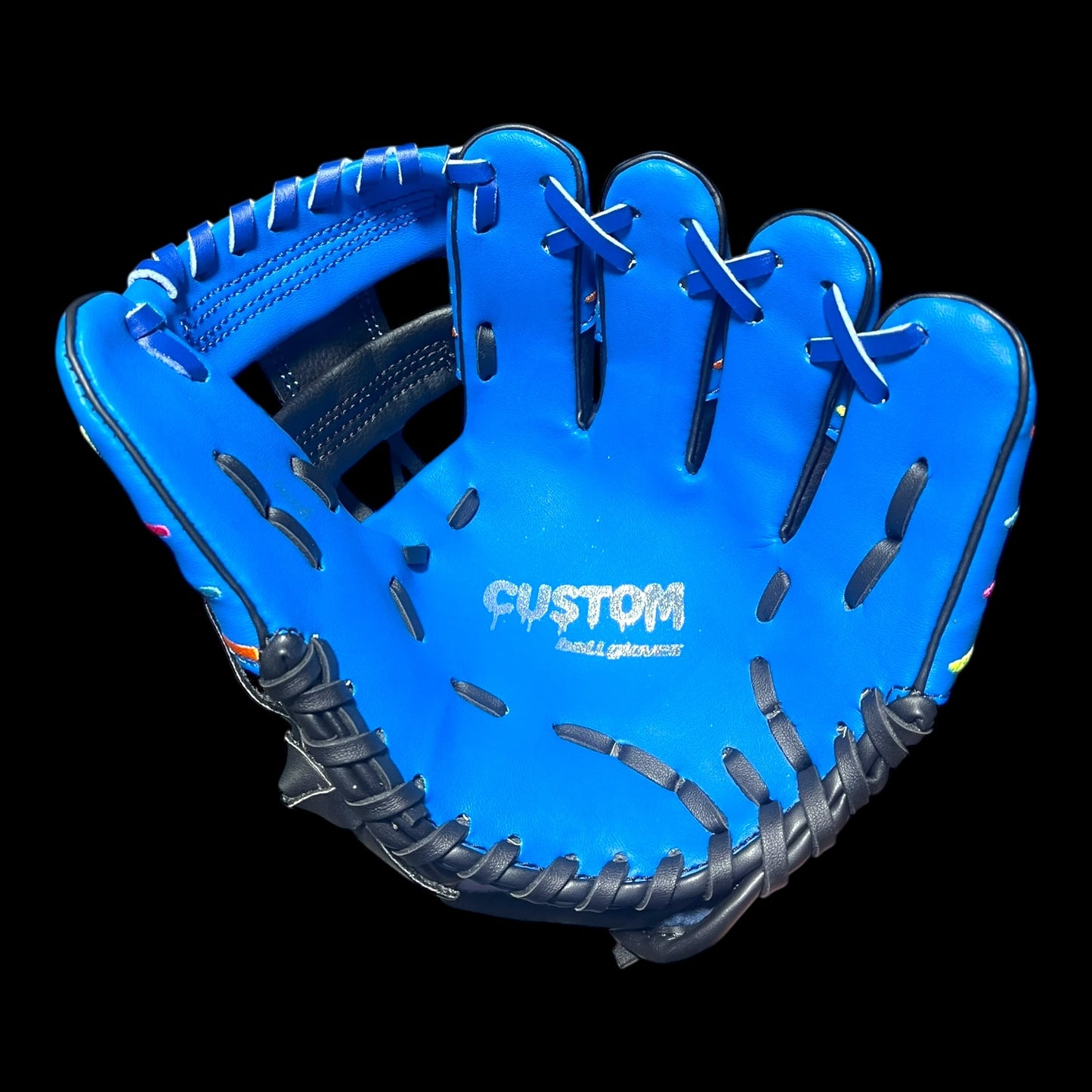 CUSTOM Youth Ice Cream Series 10” I-Web T-Ball Coach Pitch Baseball Glove – Baby Blue/Black (PVC Synthetic Leather)