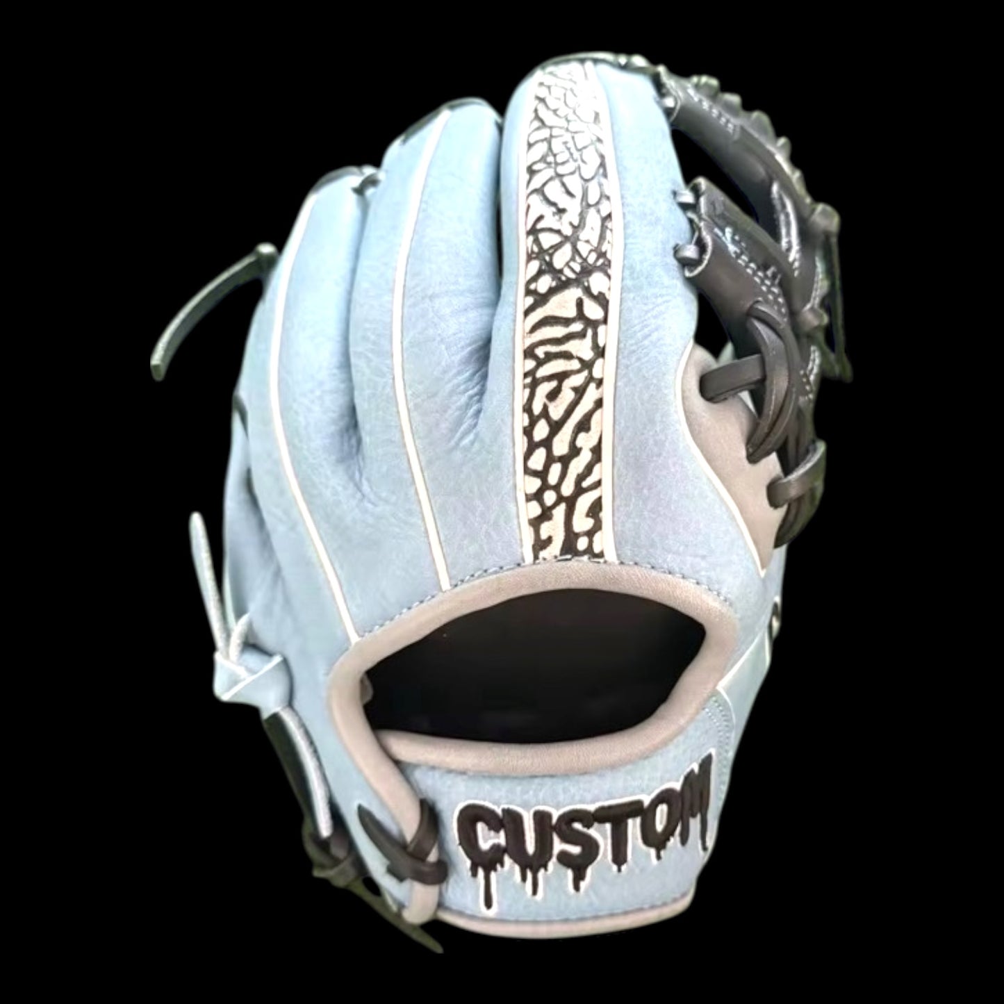 CUSTOM Youth Elephant Print Baby Blue I-Web Baseball Glove