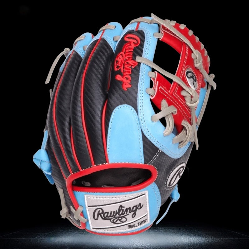 Rawlings Heart of the Hide 11.5 I Web Baby Blue Red Black Baseball Gl Custom Ballgloves