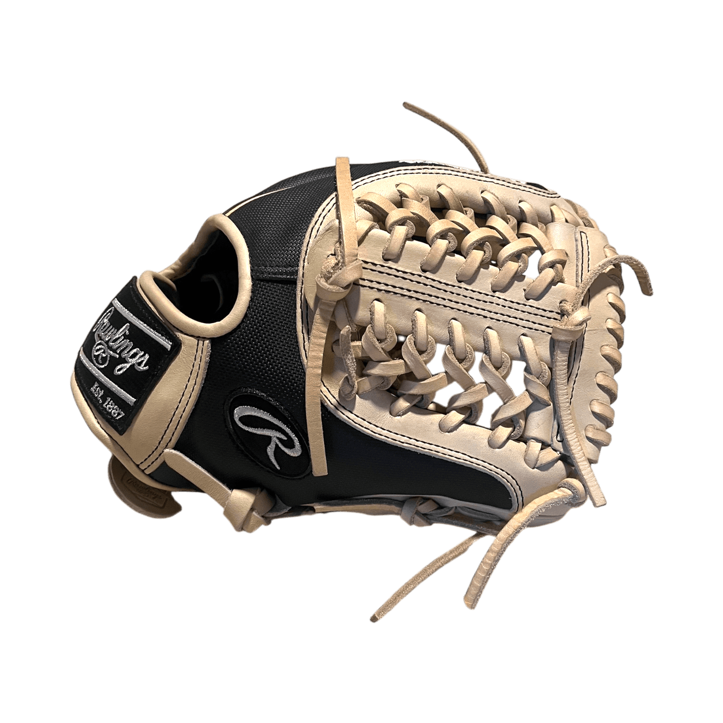 Rawlings Custom 11.50” Modified Trapeze Black Speed Shell Camel Heart of the Hide Pitcher Infield Glove
