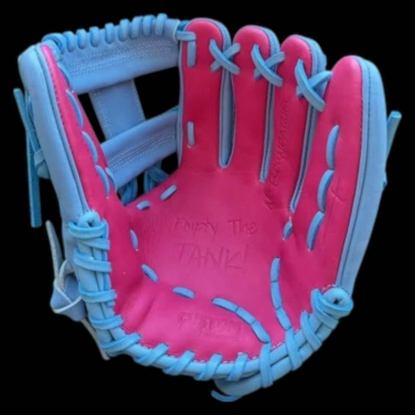 Custom Motivation Series “Empty The Tank!” 11.5” I-Web Baby Blue Pink Baseball Glove