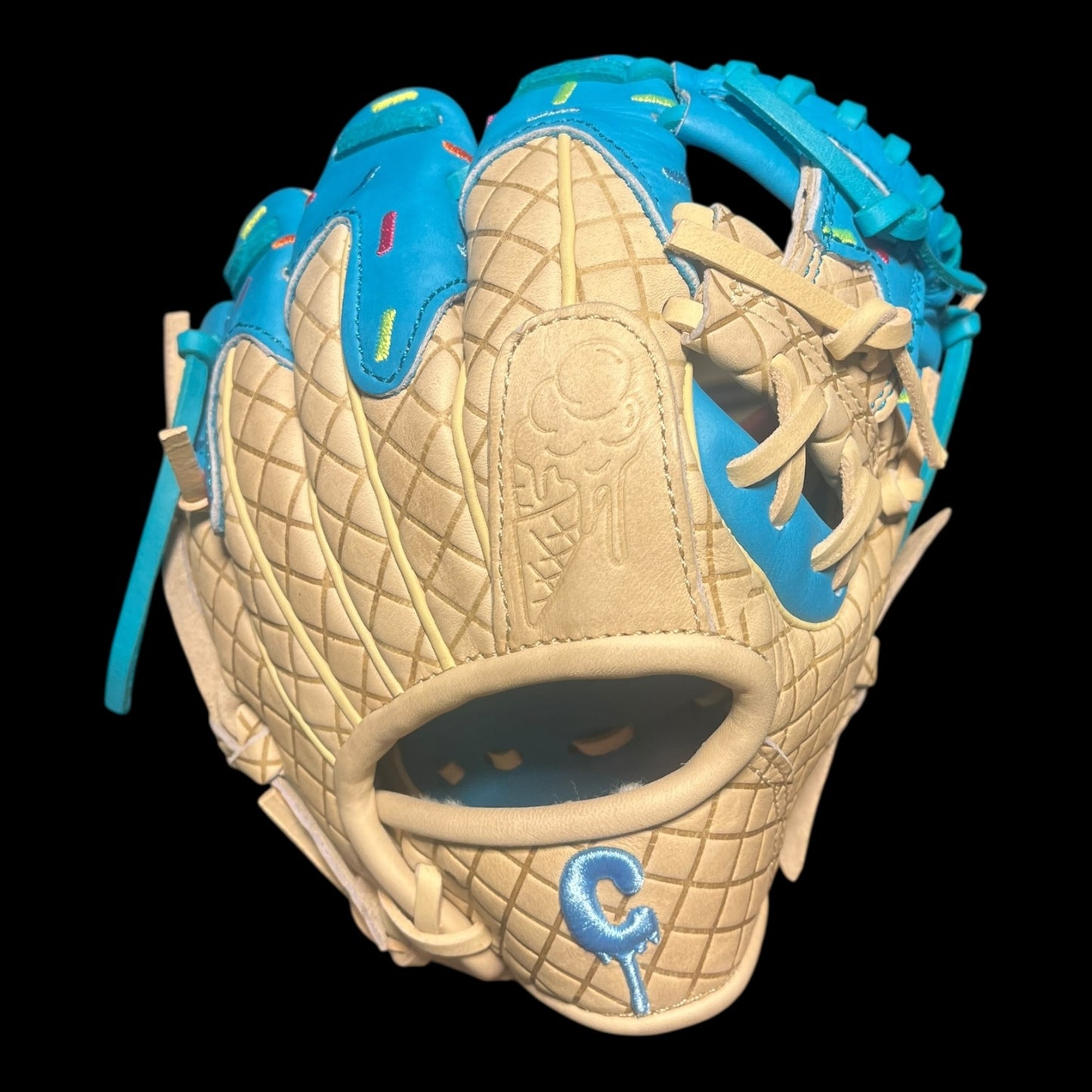Custom Ice Cream Series 9.5” Infield Training Glove Baby Blue Drip