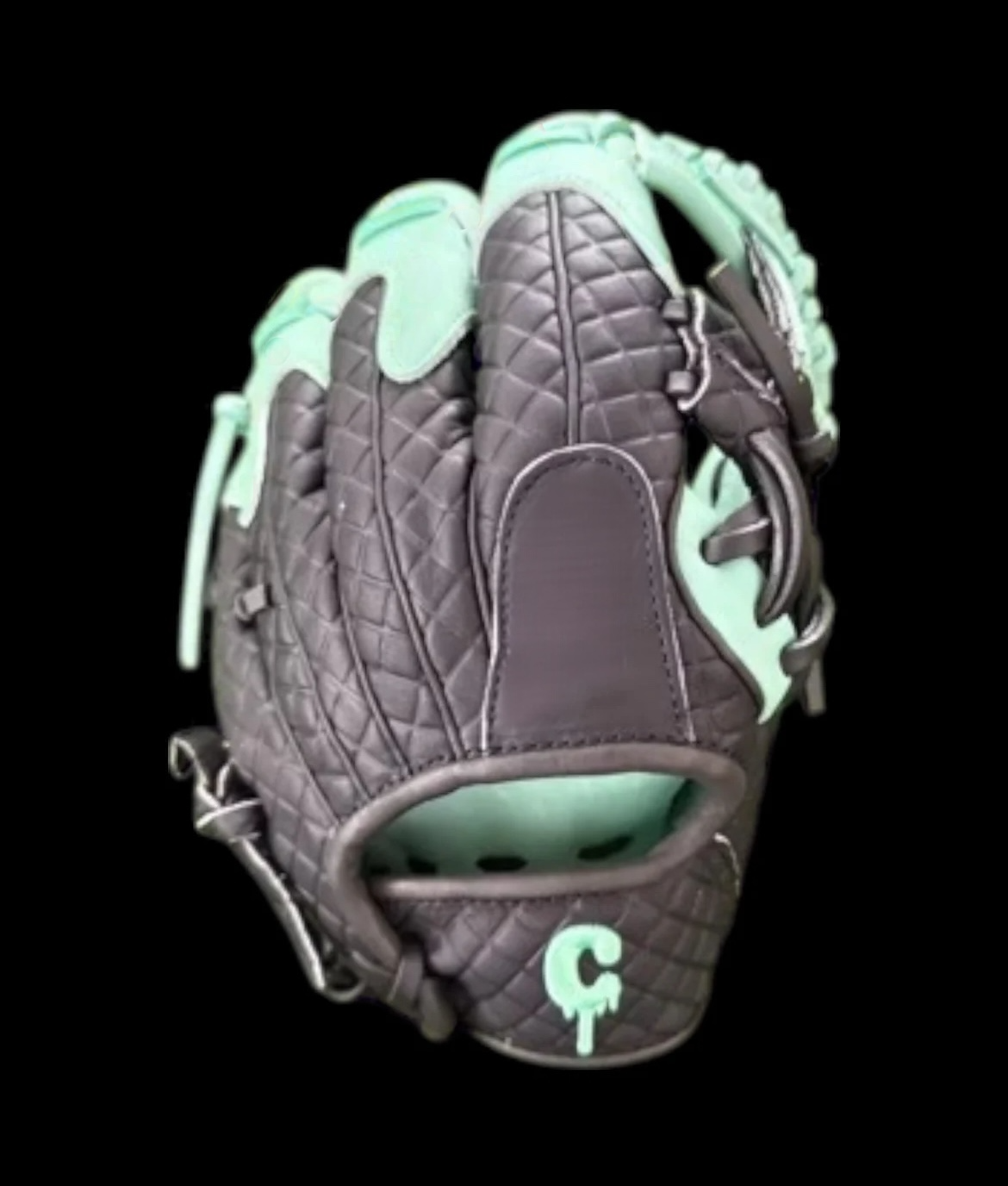 CUSTOM Drip Series Glow in the Dark Drip 11.5” Youth Cowhide Black Mint Baseball Glove