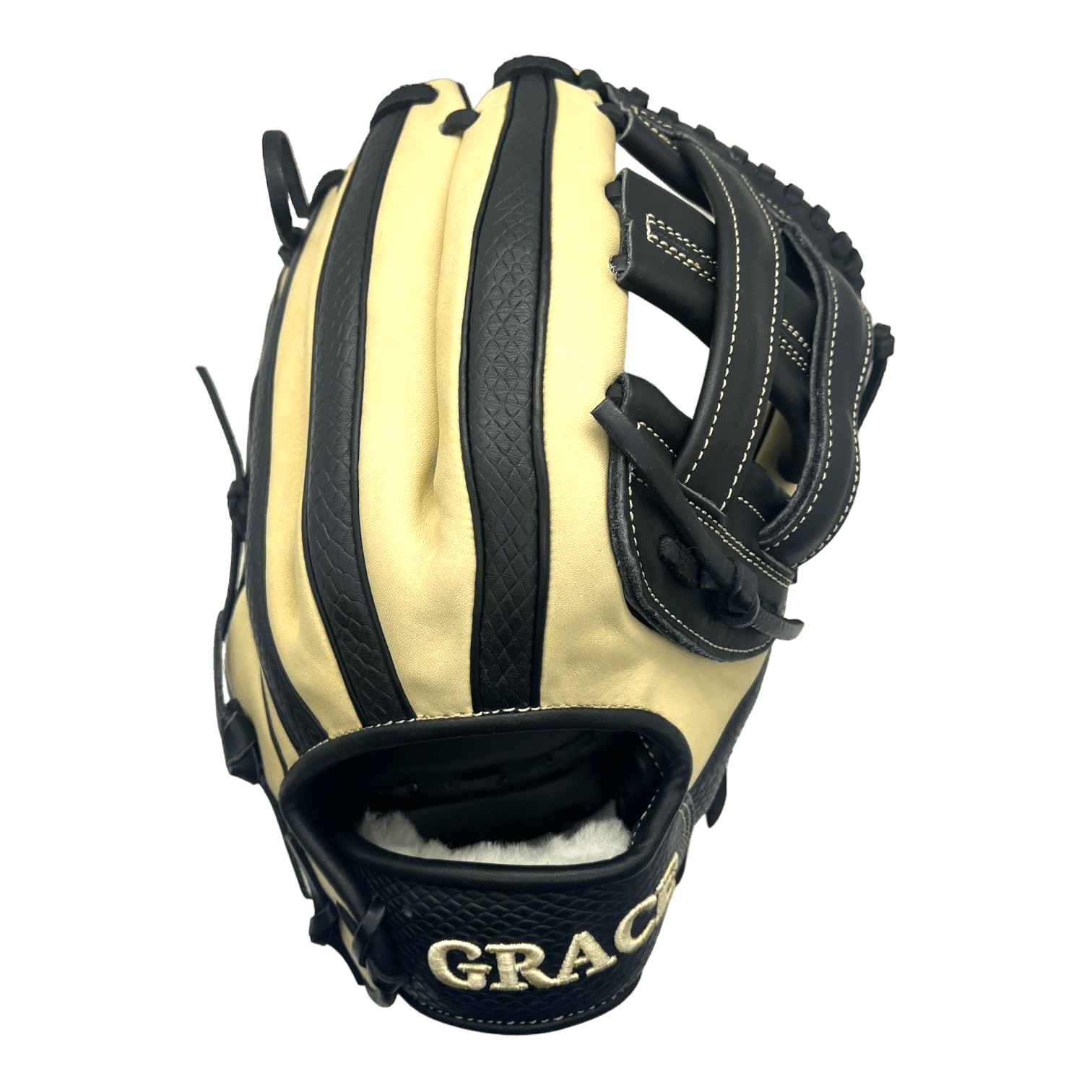 Grace Custom 12.75” Inch H-Web Black Snake Skin Blonde Outfield Glove - CustomBallgloves.com