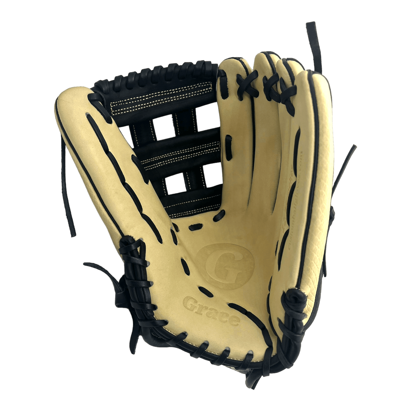Grace Custom 12.75” Inch H-Web Black Snake Skin Blonde Outfield Glove - CustomBallgloves.com