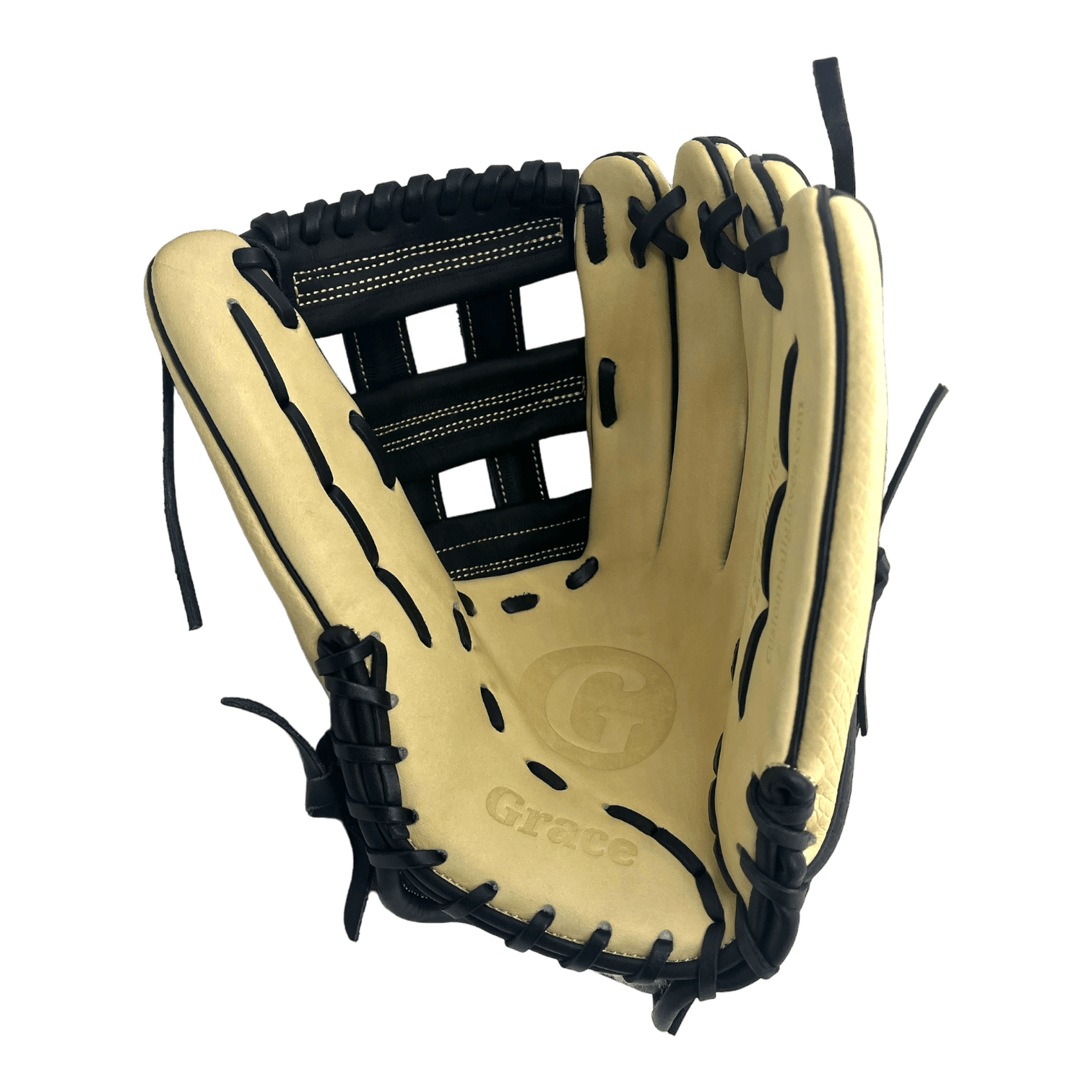 Grace Custom 12.75” Inch H-Web Black Snake Skin Blonde Outfield Glove - CustomBallgloves.com