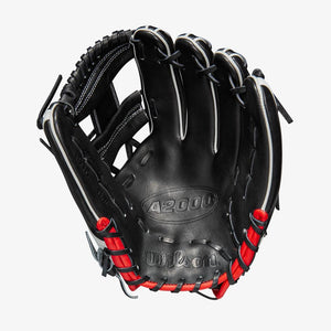 Wilson A2000 11.75” I-Web Black White Red Infield Glove - CustomBallgloves.com