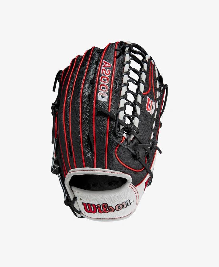 Wilson A2000 12.75 Trapeze Web Black Red White Outfield Glove Custom Ballgloves
