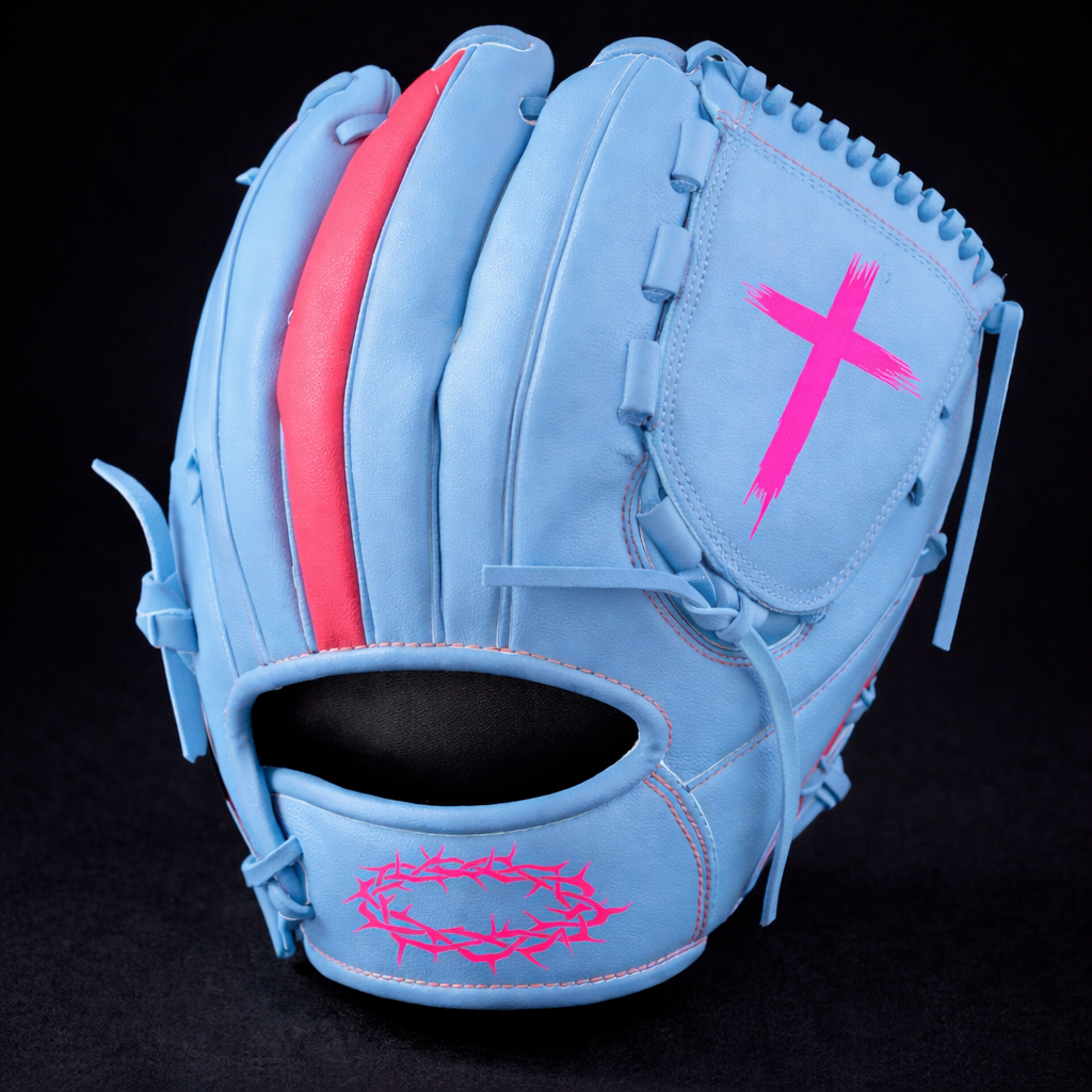 CUSTOM Youth Faith Series Phil 4:13 Christian Bible Verse Cross Closed Web Baseball Glove