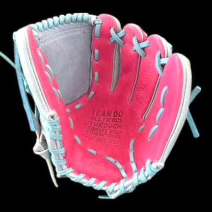 CUSTOM Faith Series Phil 4:13 Christian Bible Verse Cross Closed Web Baseball Glove