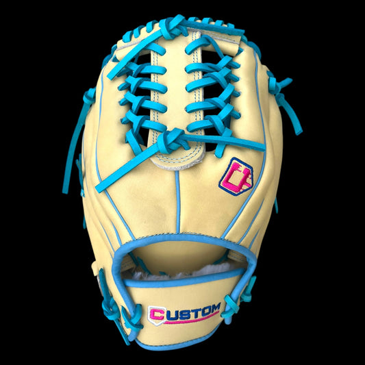 CUSTOM Youth Ambidextrous Kip Blonde Baby Blue 12” Modifiekd Trapeze Baseball Glove