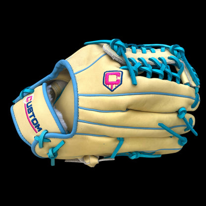 CUSTOM Youth Ambidextrous Kip Blonde Baby Blue 12” Modifiekd Trapeze Baseball Glove