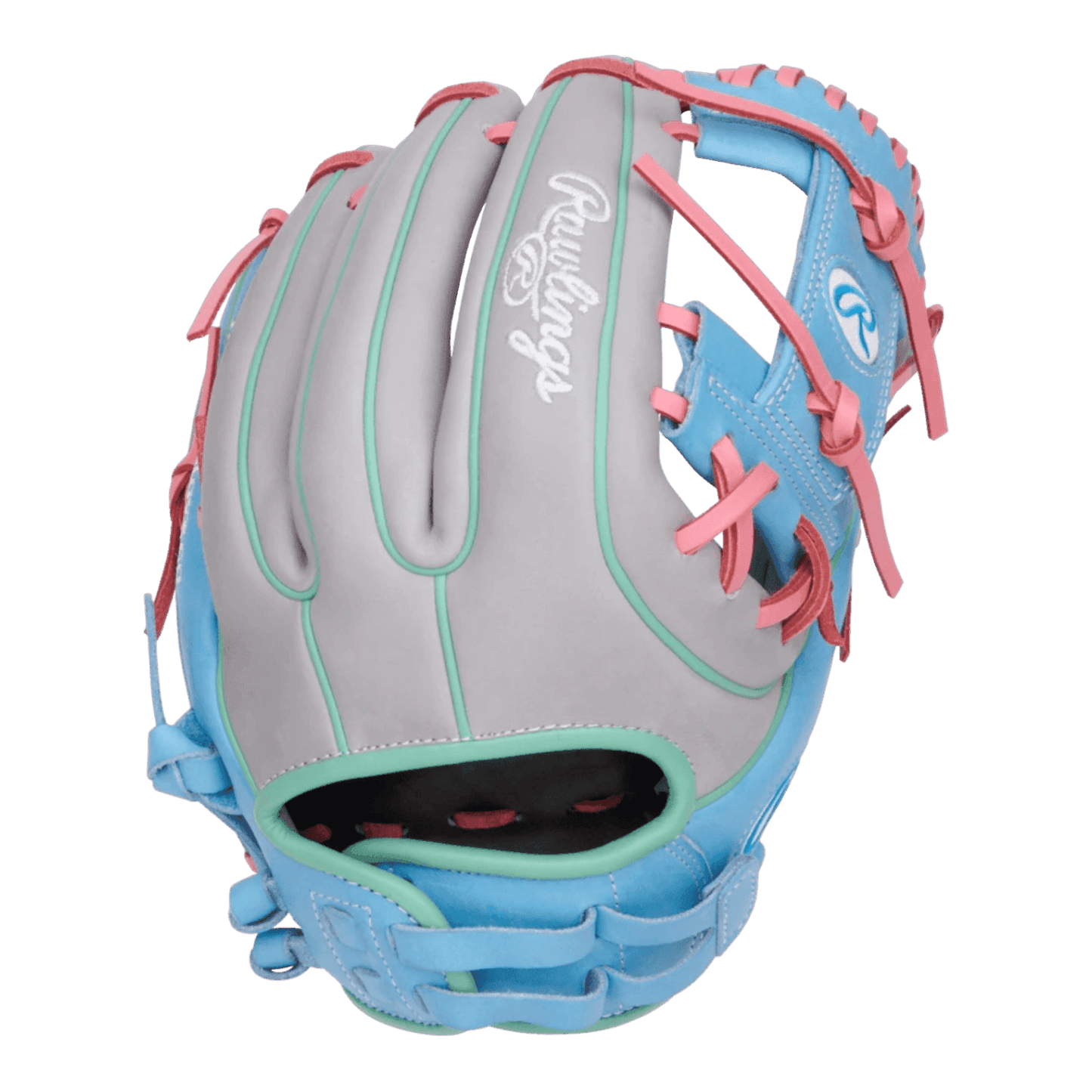 Rawlings Heart of the Hide 12" Pink Aqua Gray Softball Glove - PRO716SB-2GCB