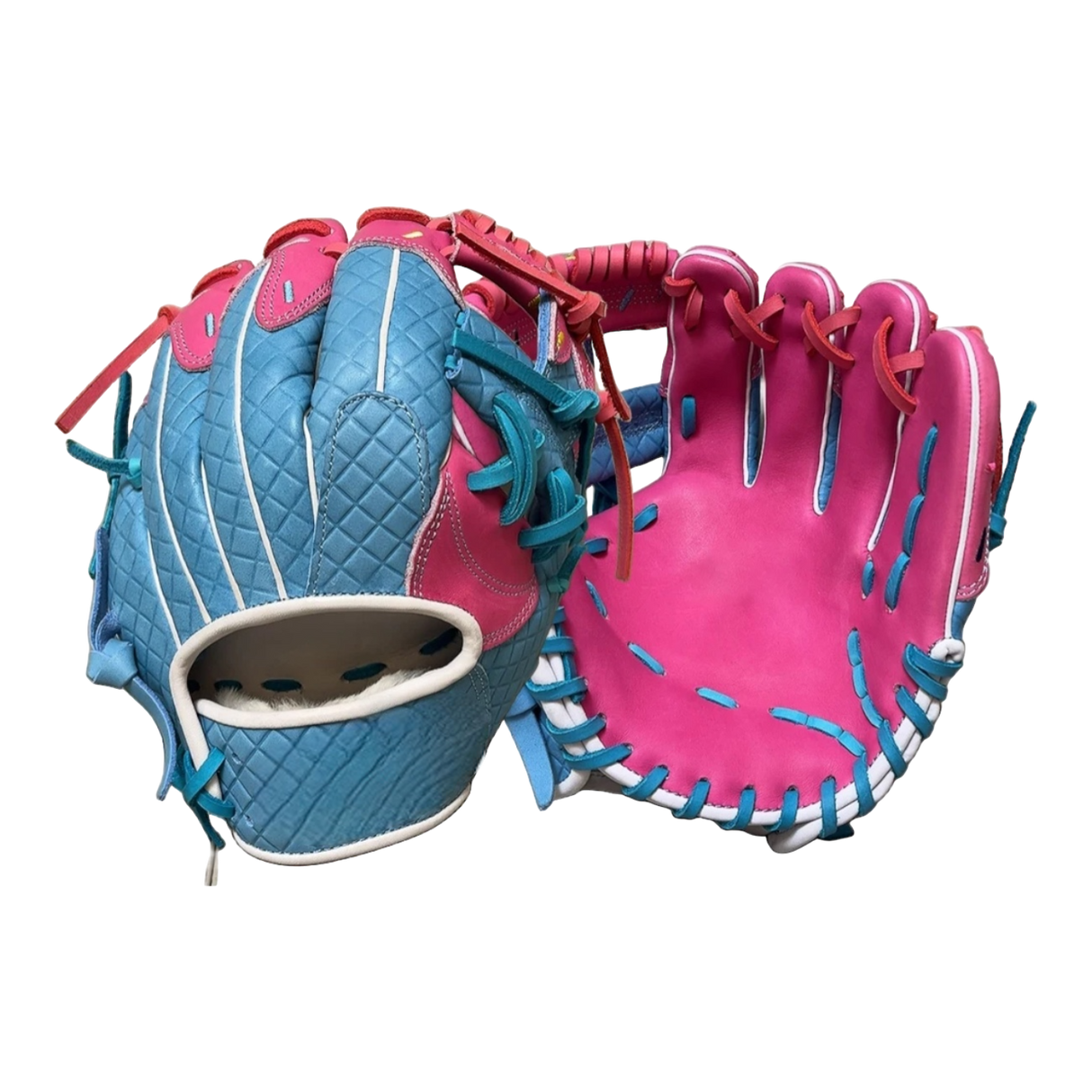 Custom Ballgloves Baby Blue Pink Ice Cream Glove 11.5” I-Web