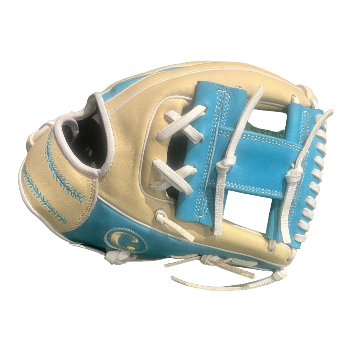 Grace Glove Co Custom 11.5” Baby Blue Blonde White I-Web Infield Glove