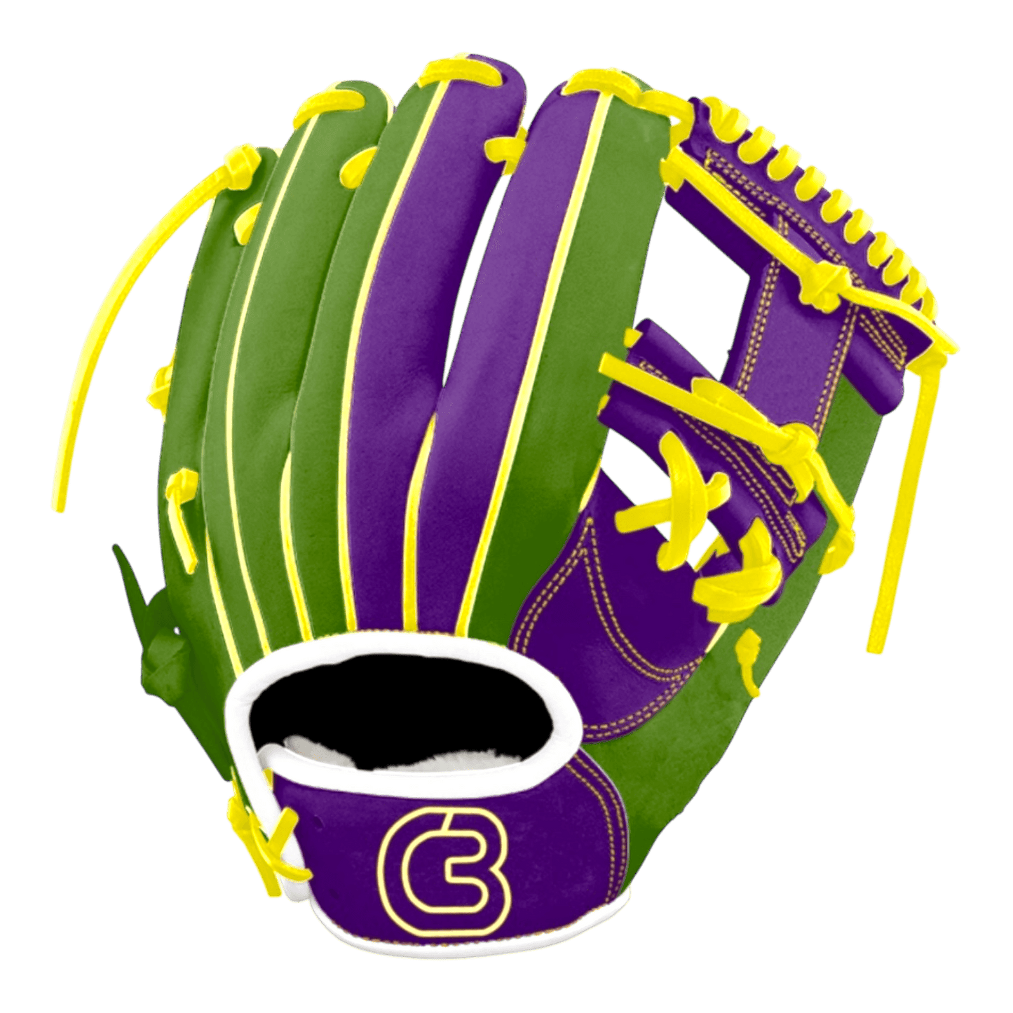Custom Mardi Gras Series Kip 11.5” I-Web Purple Green Yellow Baseball Glove