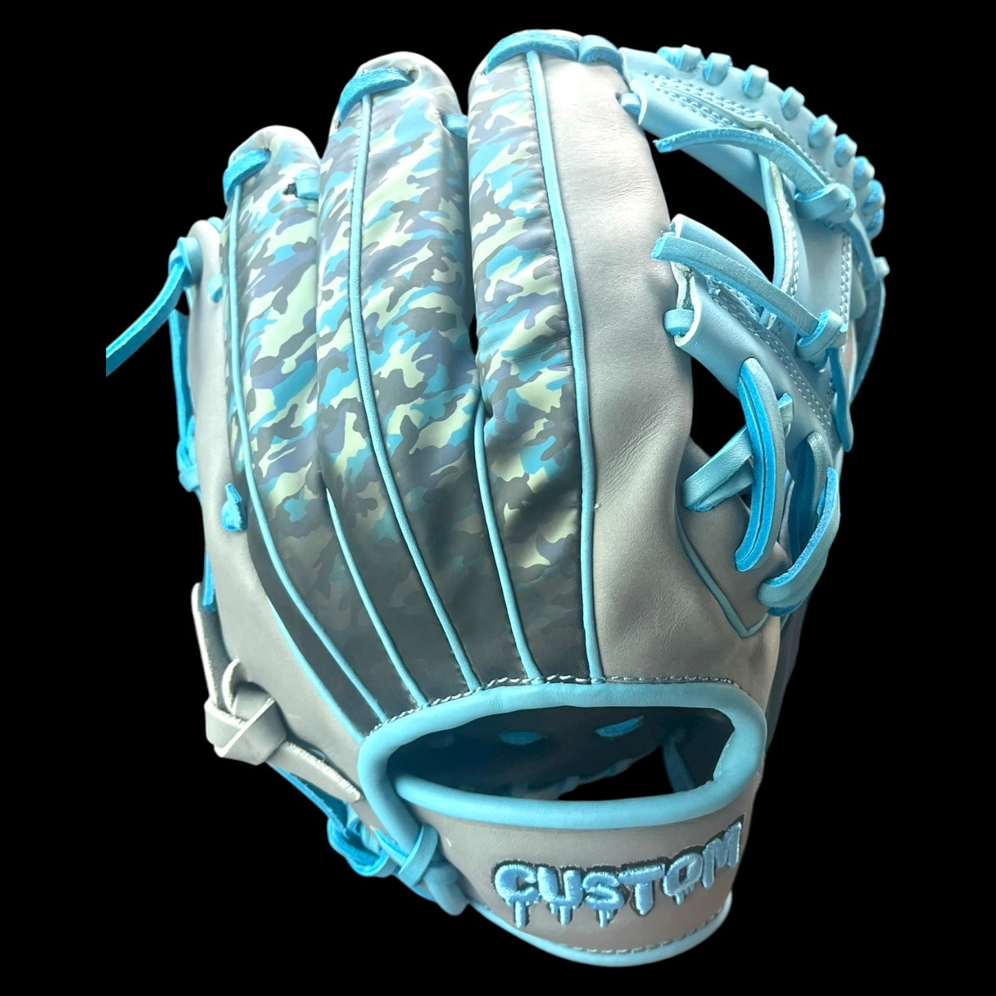 CUSTOM Thermo Series Black to Blue Camo Color Changing 11.5” I-Web Gray Black Baby Blue Glove