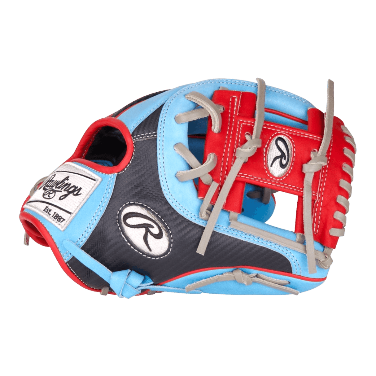 Rawlings Heart of the Hide 11.5 I Web Baby Blue Red Black Baseball Gl Custom Ballgloves