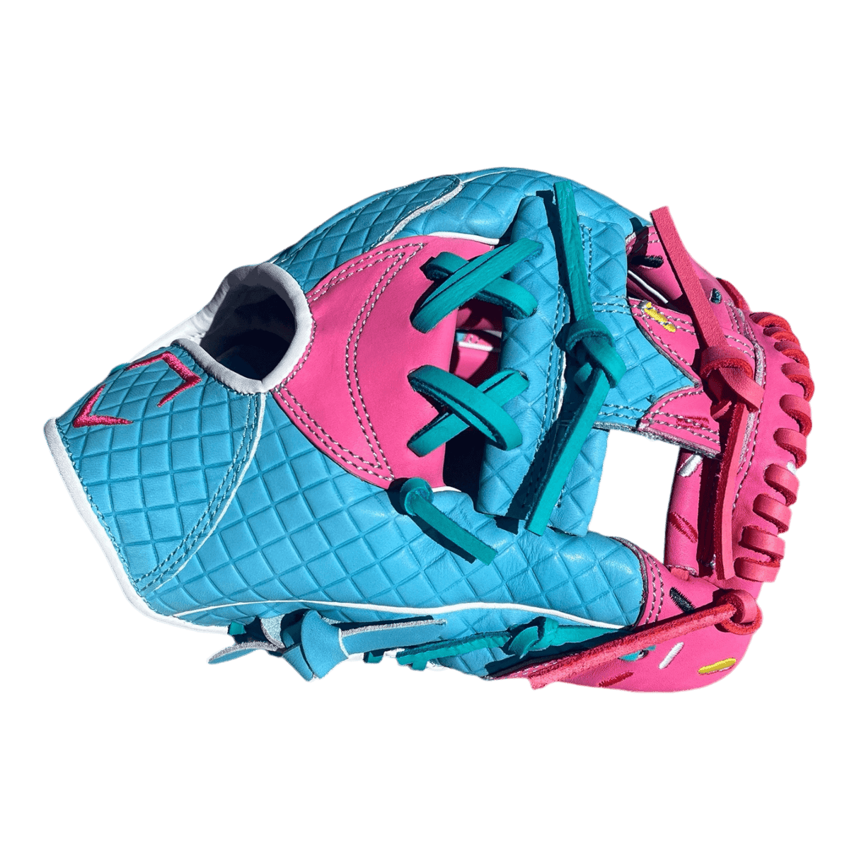 Custom Ballgloves Baby Blue Pink Ice Cream Glove 11.5” I-Web