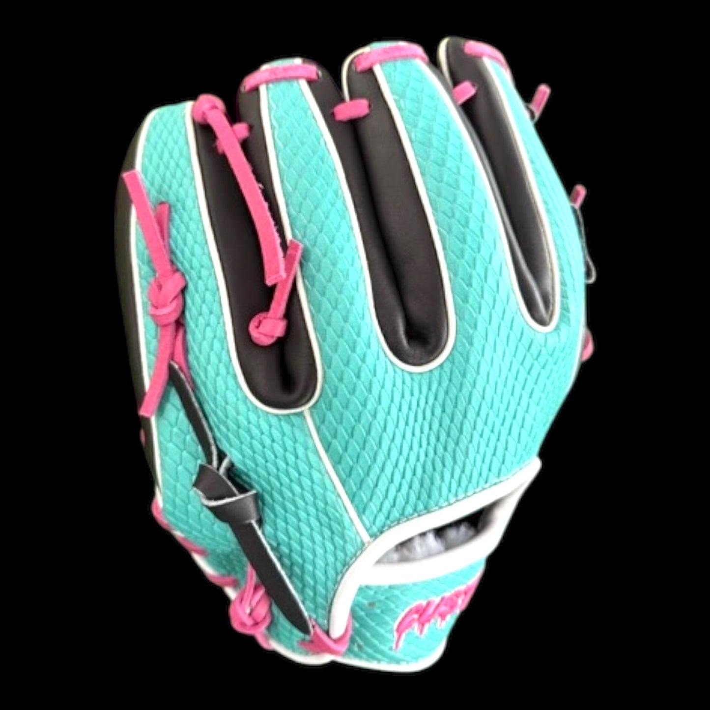 Custom Color Flair 11.5” I-Web Aqua Pink Black Baseball Glove