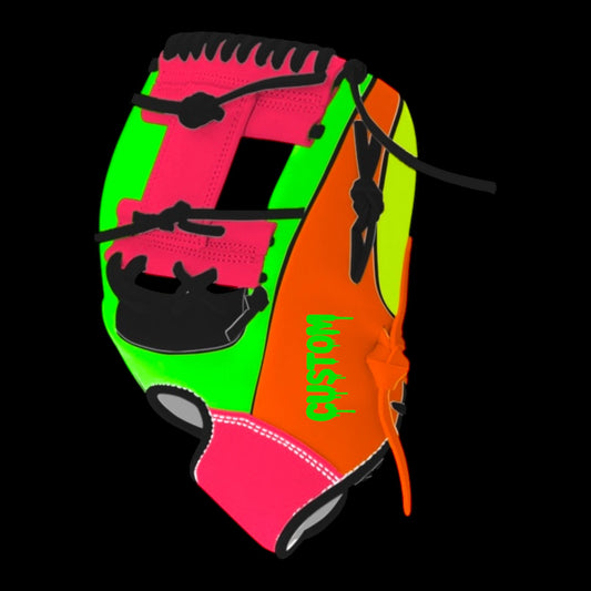 CUSTOM Youth Cosmic Glow Neon Fluorescent Blacklight 11.5” I-Web Green Pink Yellow Orange Baseball Glove