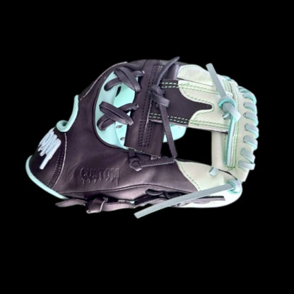 CUSTOM Drip Series Glow in the Dark Drip 11.5” Youth Cowhide Black Mint Baseball Glove