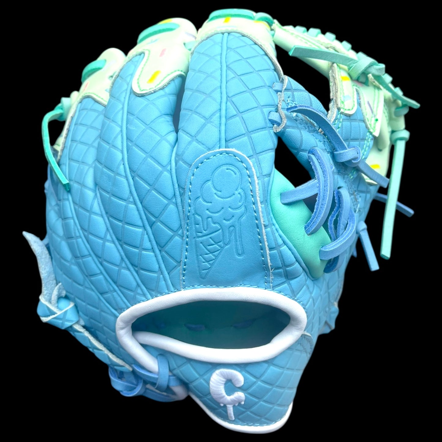 CUSTOM Youth Ice Cream Series Glow in the Dark Drip 11.5” Baby Blue Mint Baseball Glove