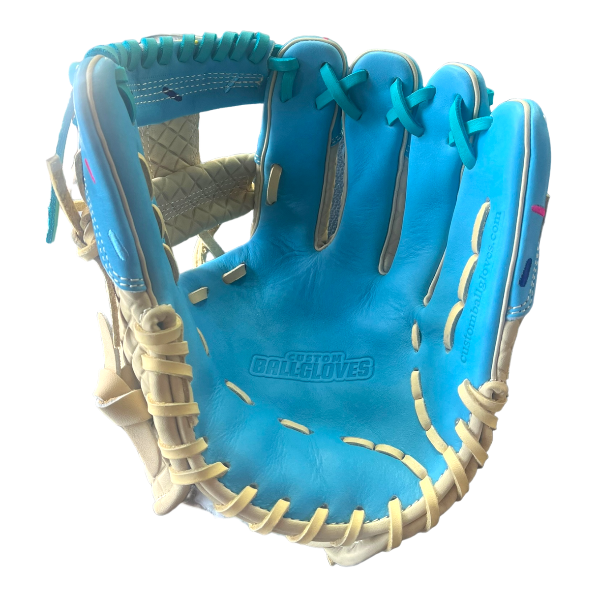 Custom Ballgloves Baby Blue Ice Cream Baseball Glove 11.5” I-Web Infield