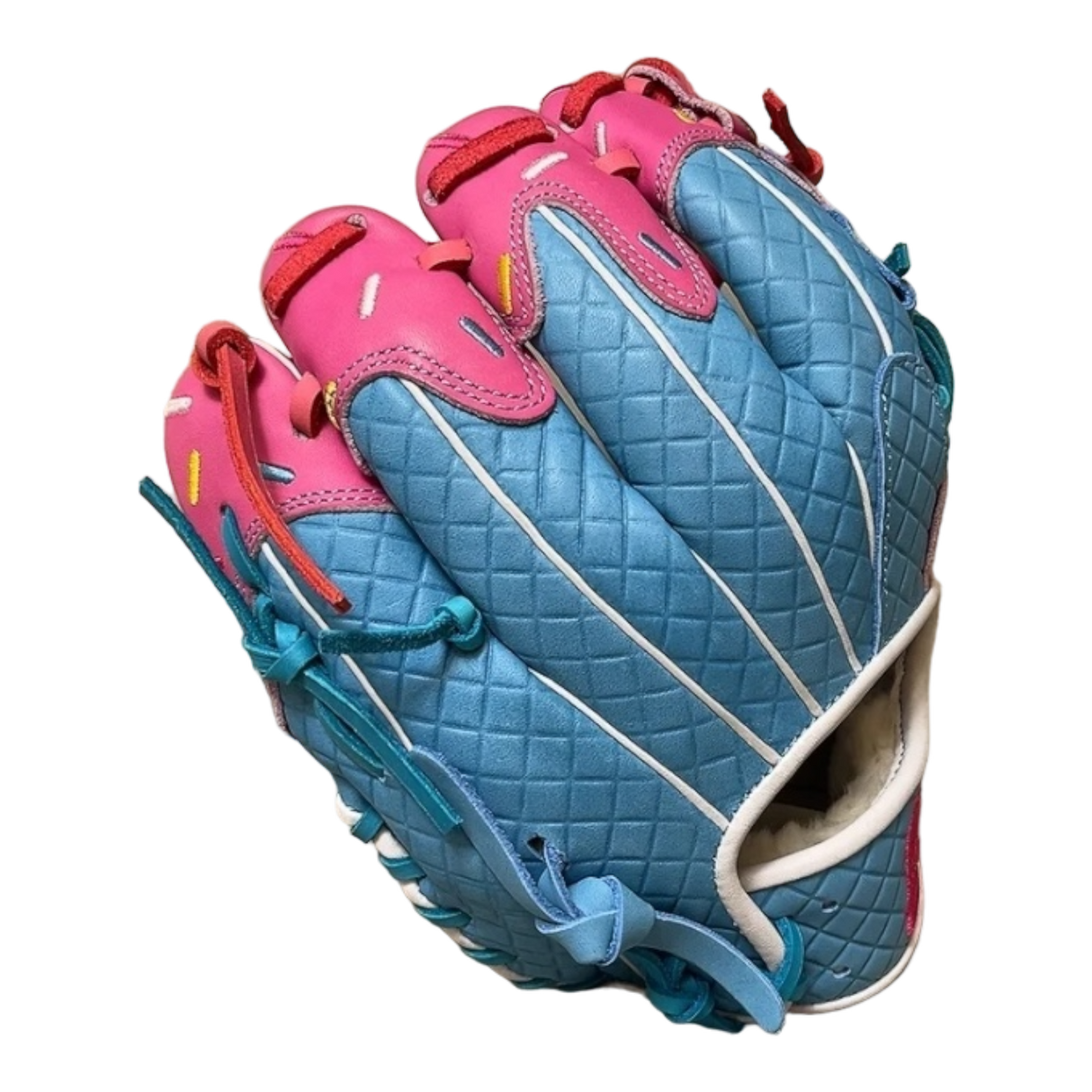 Custom Ballgloves Baby Blue Pink Ice Cream Glove 11.5” I-Web