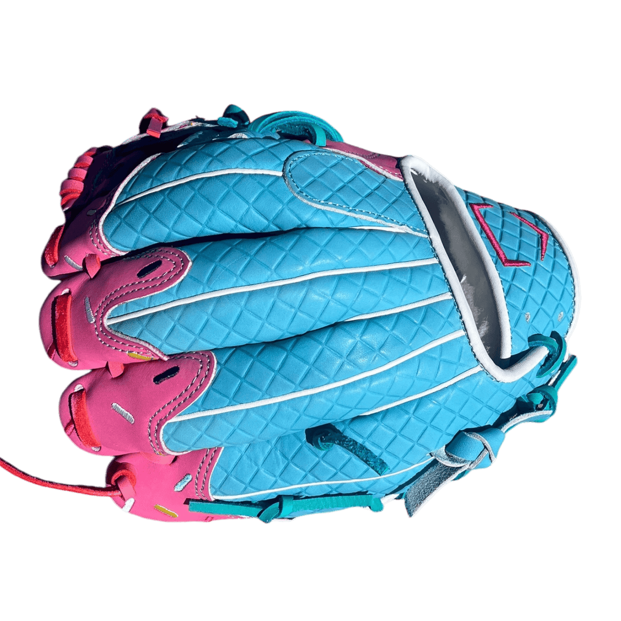 Custom Ballgloves Baby Blue Pink Ice Cream Glove 11.5” I-Web