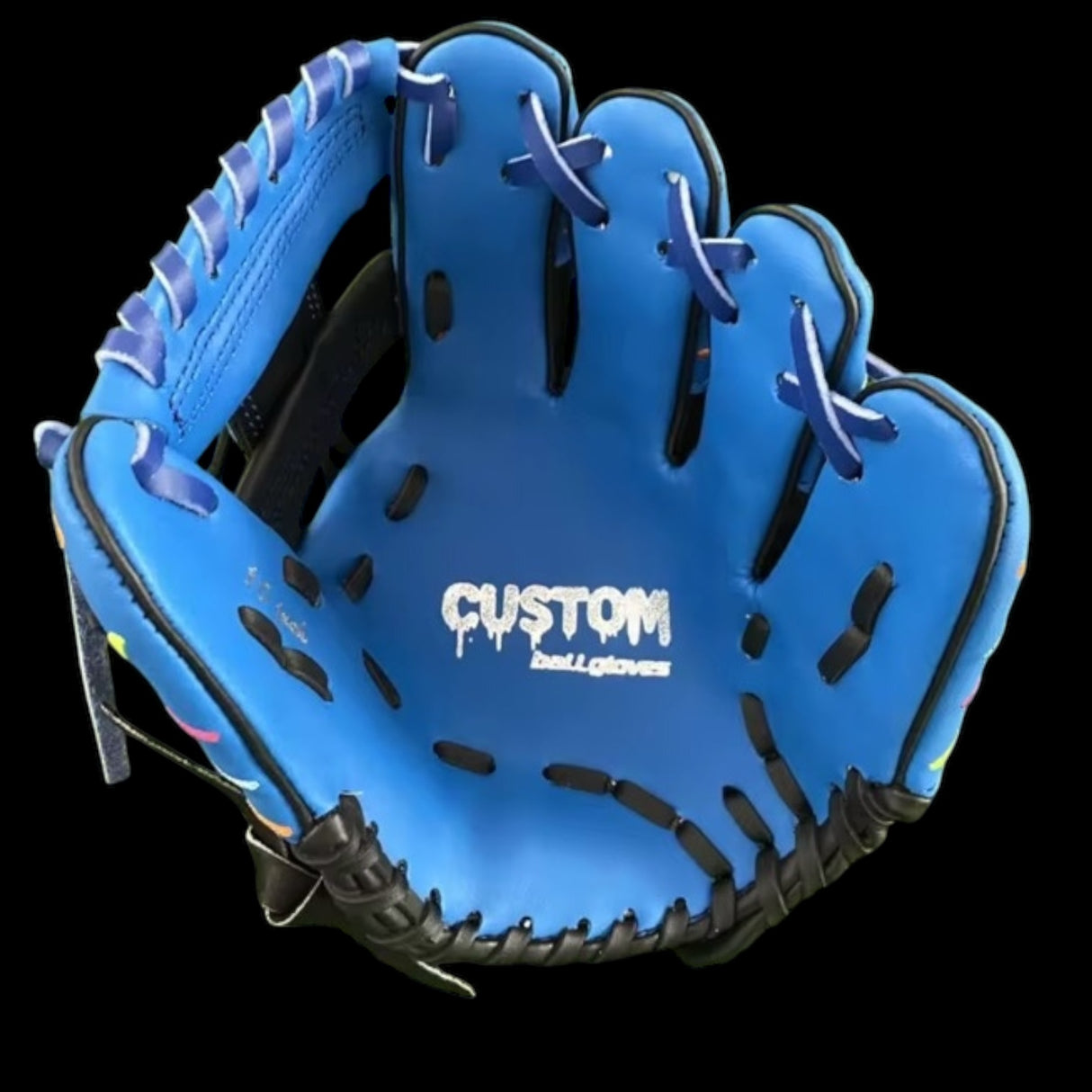 Custom Youth Ice Cream Series 10” I-Web T-Ball Coach Pitch Baseball Glove – Baby Blue/Black (PVC Synthetic Leather)