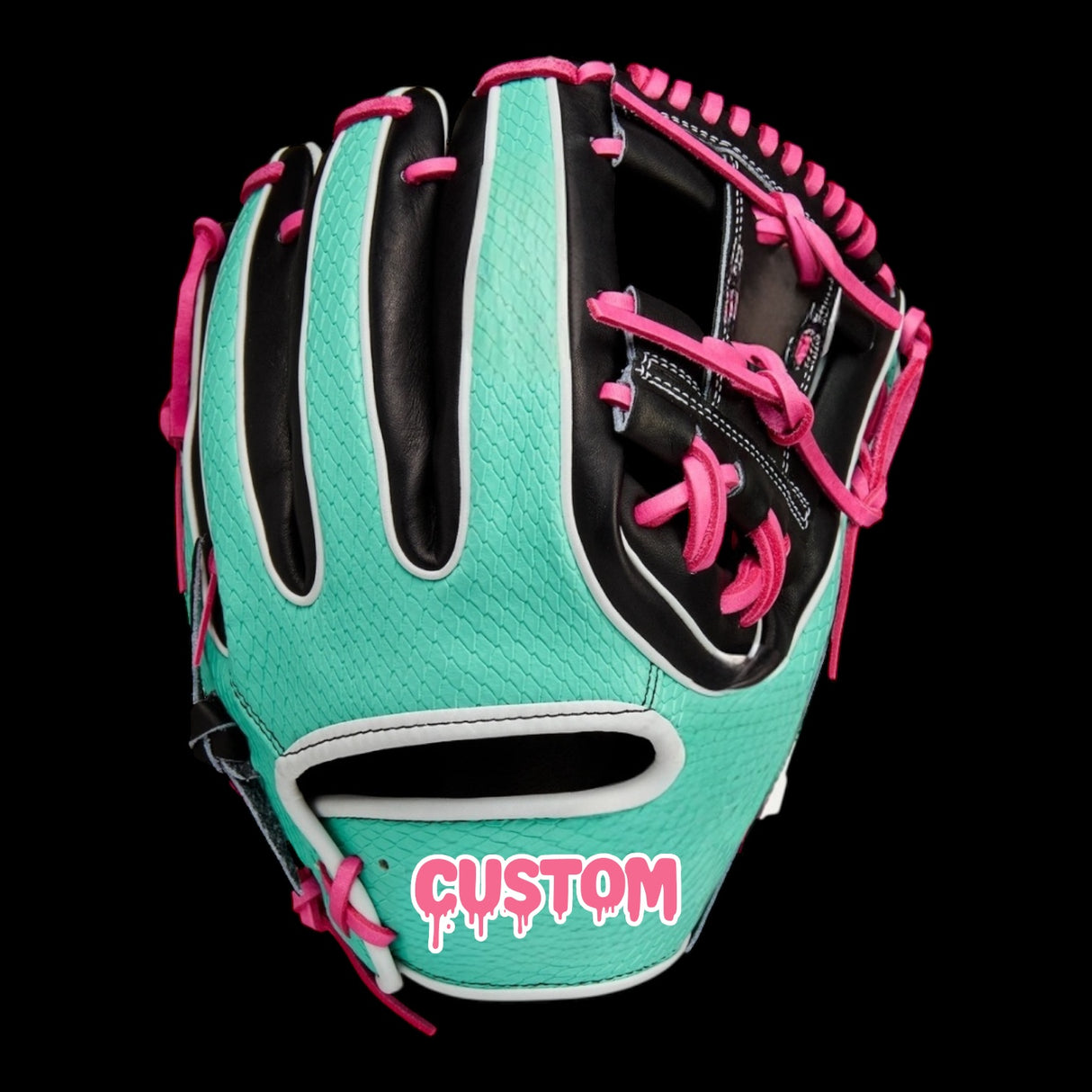 Custom Color Flair 11.5” I-Web Aqua Pink Black Baseball Glove