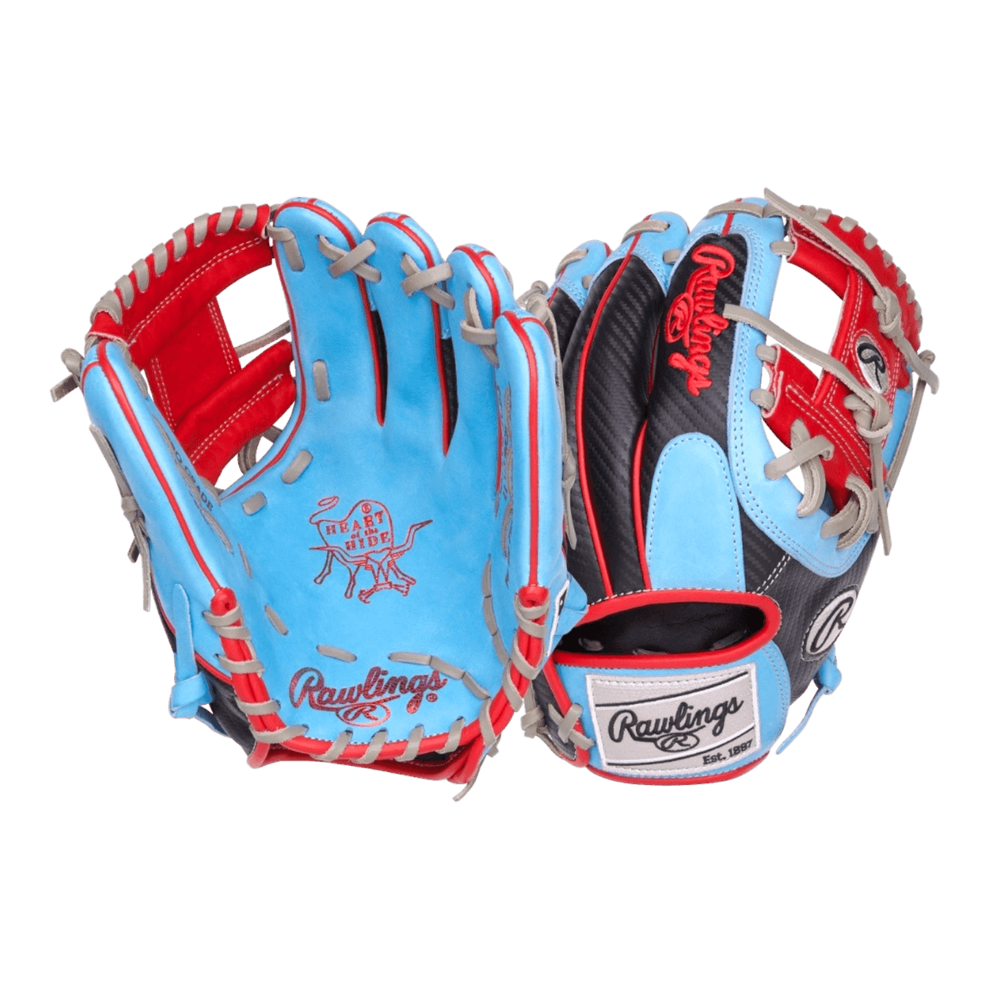 Rawlings Heart of the Hide 11.5" I-Web Baby Blue Red Black Baseball Glove PROR204-2CBS