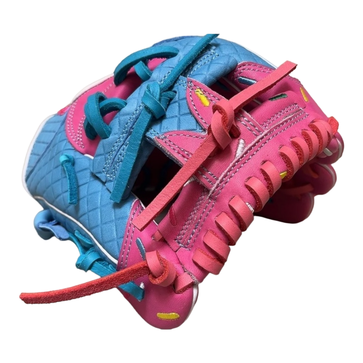 Custom Ballgloves Baby Blue Pink Ice Cream Glove 11.5” I-Web