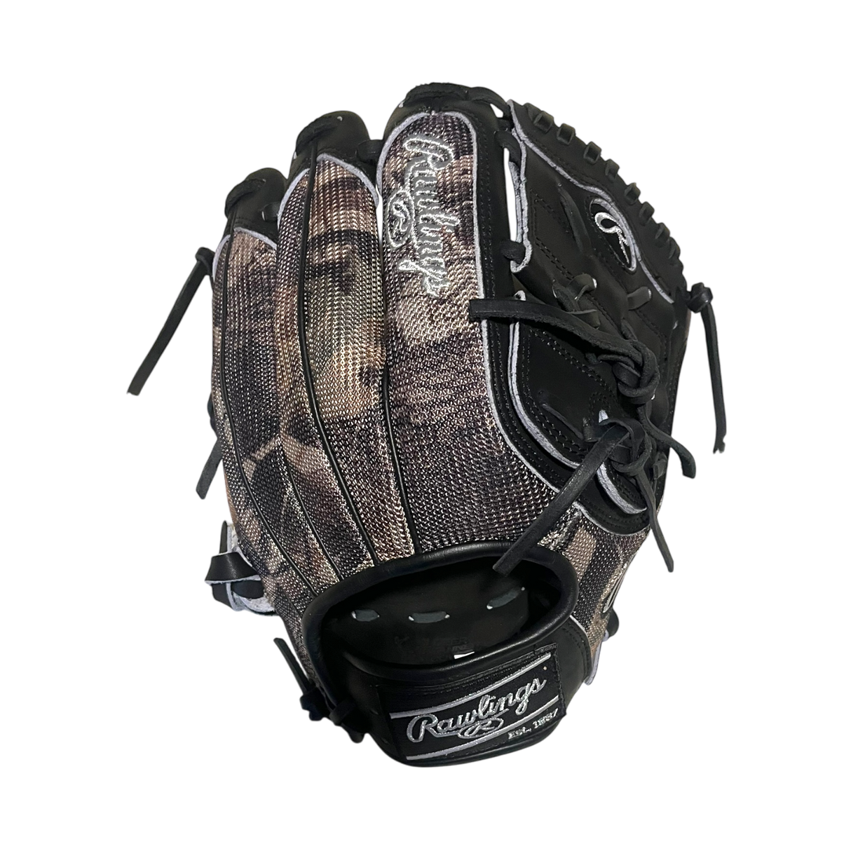 Rawlings Custom 11.75" Inch Two Piece Web Camouflage Speed Shell Black Heart of the Hide Pitcher Glove