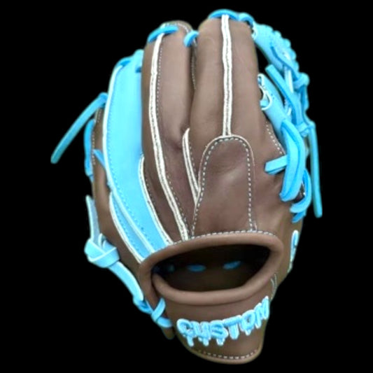 Custom RawEdge Series 11.5” I-Web Baby Blue Brown Baseball Gloves
