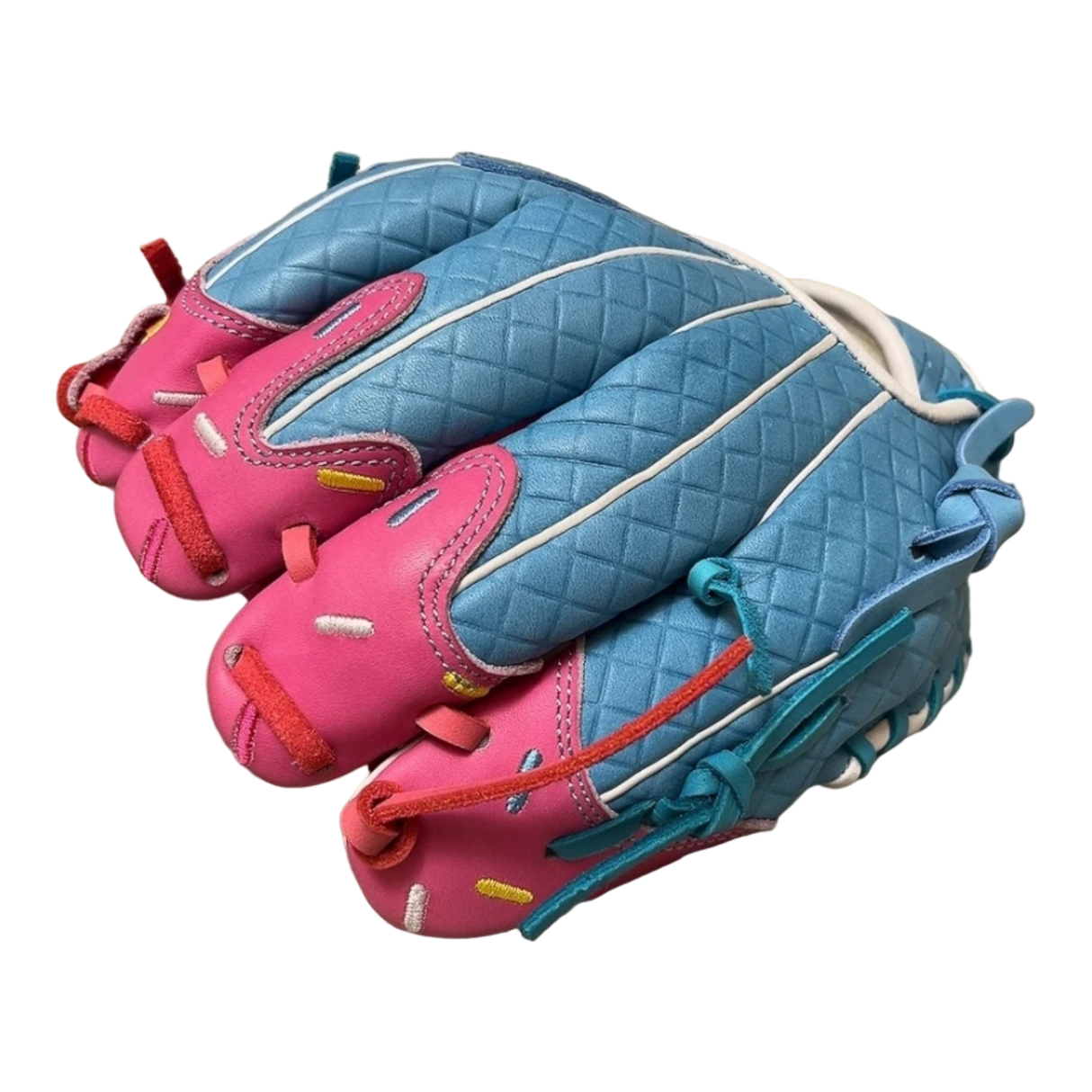 Custom Ballgloves Baby Blue Pink Ice Cream Glove 11.5” I-Web