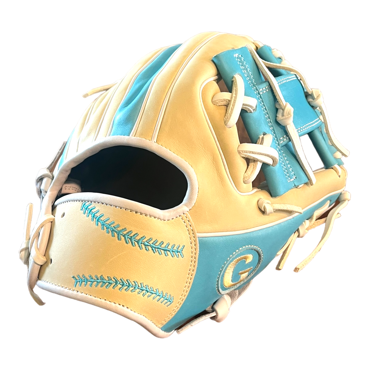 Grace Glove Co Custom 11.5” Baby Blue Blonde White I-Web Infield Glove