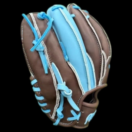 CUSTOM Youth RawEdge Series 11.5” I-Web Baby Blue Brown Baseball Gloves