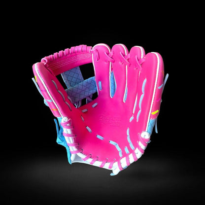 Custom Youth Ice Cream Series Glove Kip 11.5” I-Web Baby Blue Cone Pink Drip
