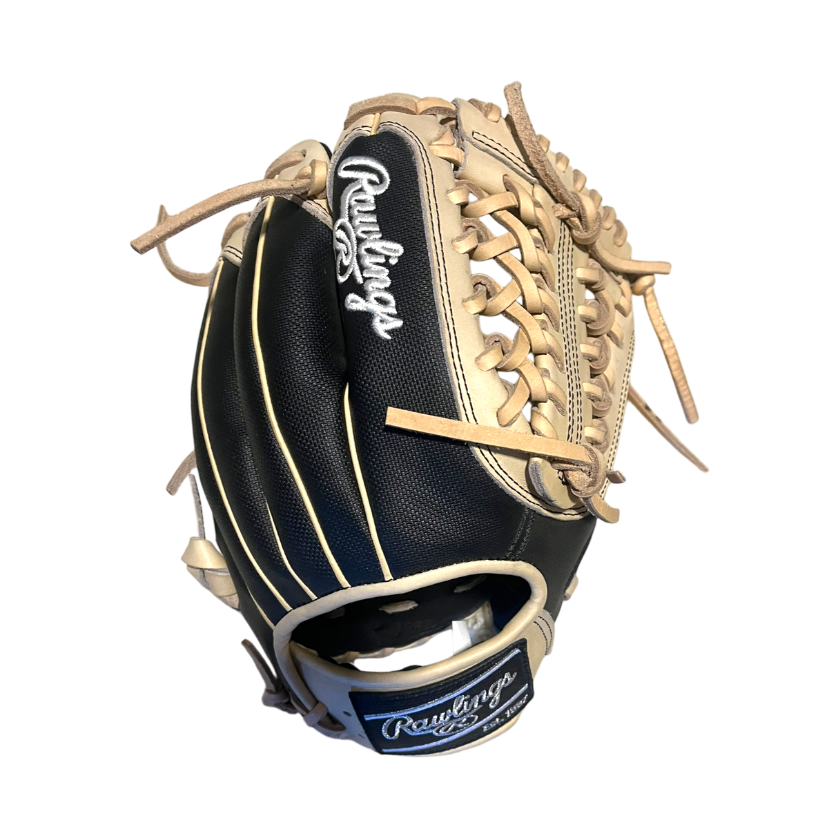 Rawlings Custom 11.50” Modified Trapeze Black Speed Shell Camel Heart of the Hide Pitcher Infield Glove