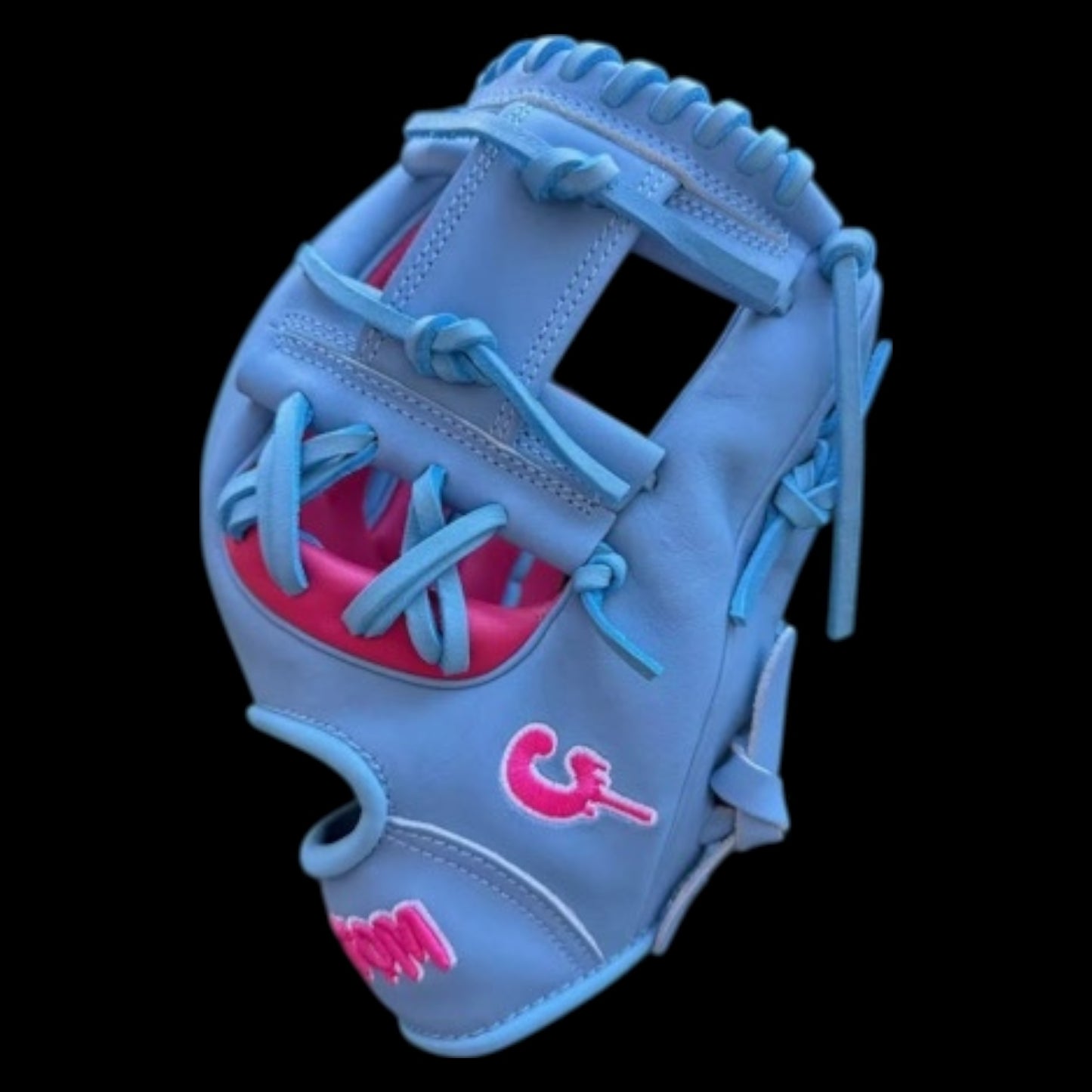Custom Motivation Series “Empty The Tank!” 11.5” I-Web Baby Blue Pink Baseball Glove