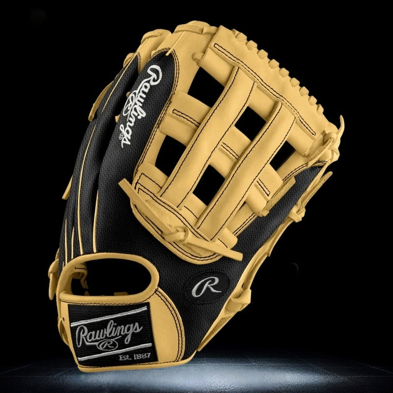 Custom Rawlings 12.75 H Web Black Speed Shell Heart of the Hide Outfield Glove Custom Ballgloves