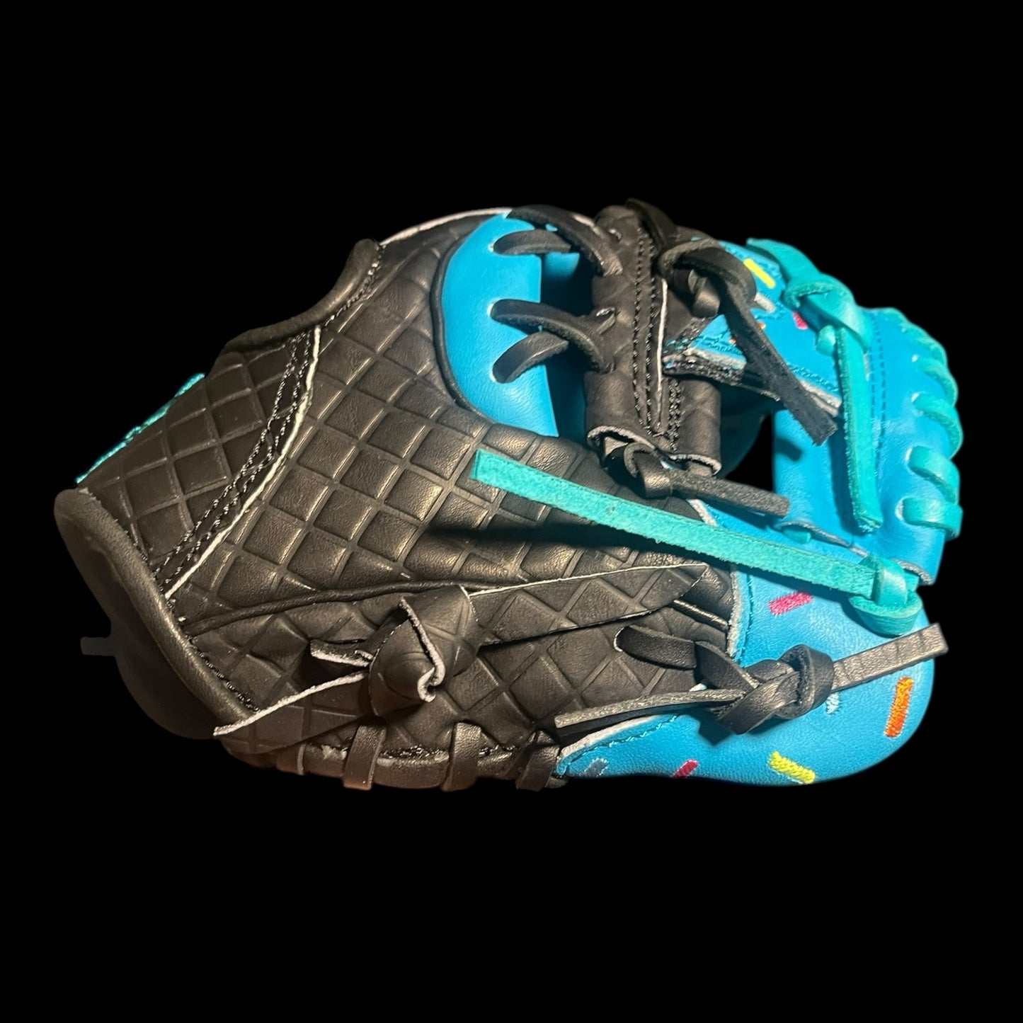 Custom Ice Cream Series Infield Training Glove 9.5” Black Baby Blue Drip