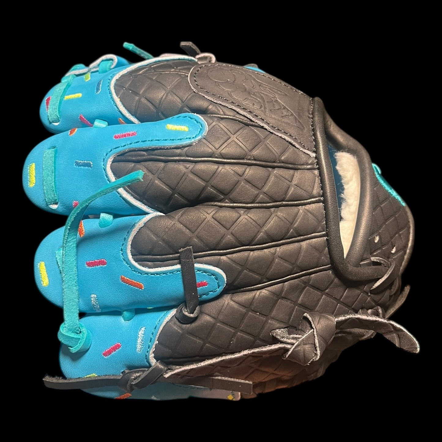 Custom Ice Cream Series Infield Training Glove 9.5” Black Baby Blue Drip