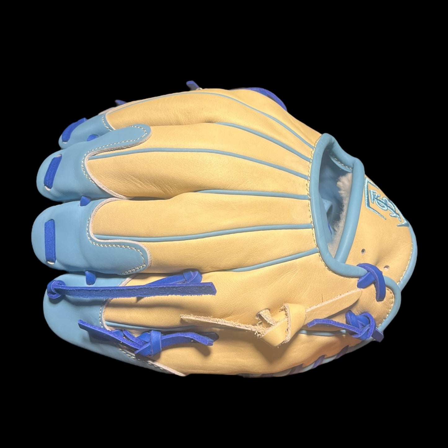 The Farm System Drip Series 11.5” Youth I-Web Baseball Glove Blonde Baby Blue