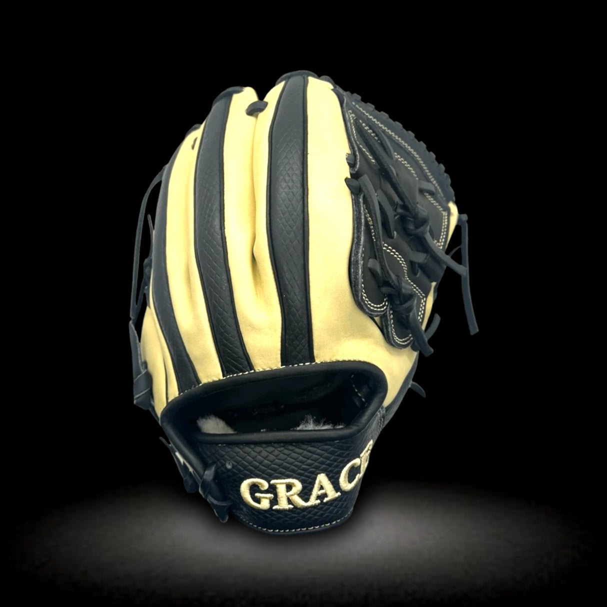 Grace Custom 11.75” Inch Two Piece Web Black Snake Skin Blonde Pitcher Glove