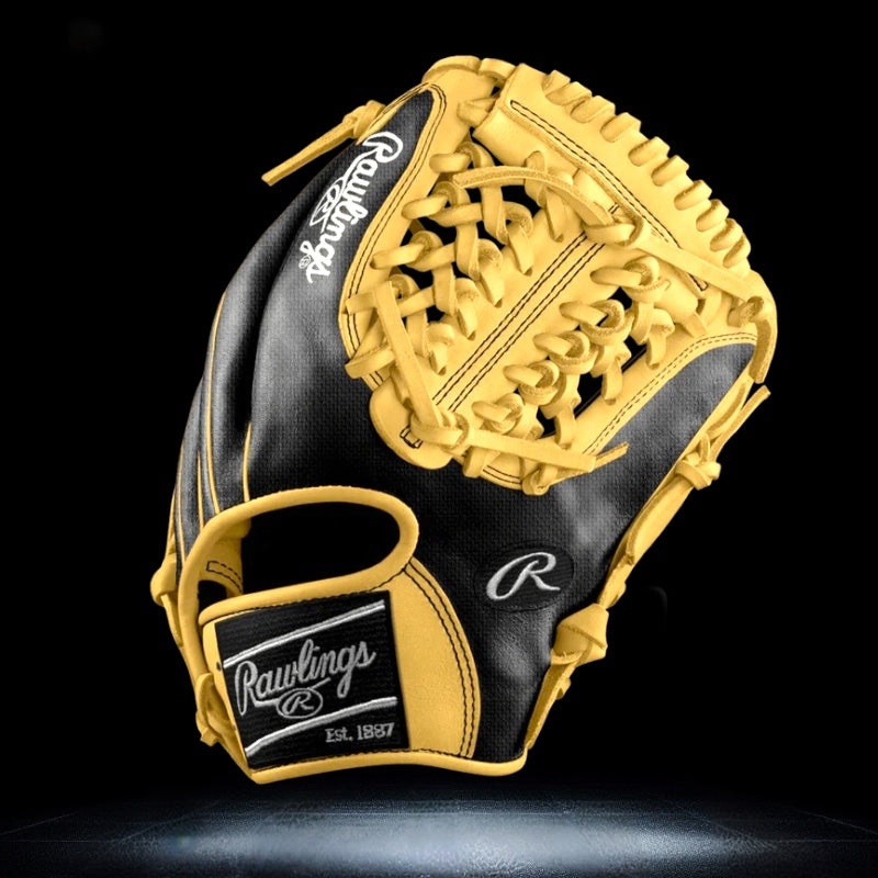 Rawlings Custom 11.50” Modified Trapeze Black Speed Shell Camel Heart of the Hide Pitcher Infield Glove