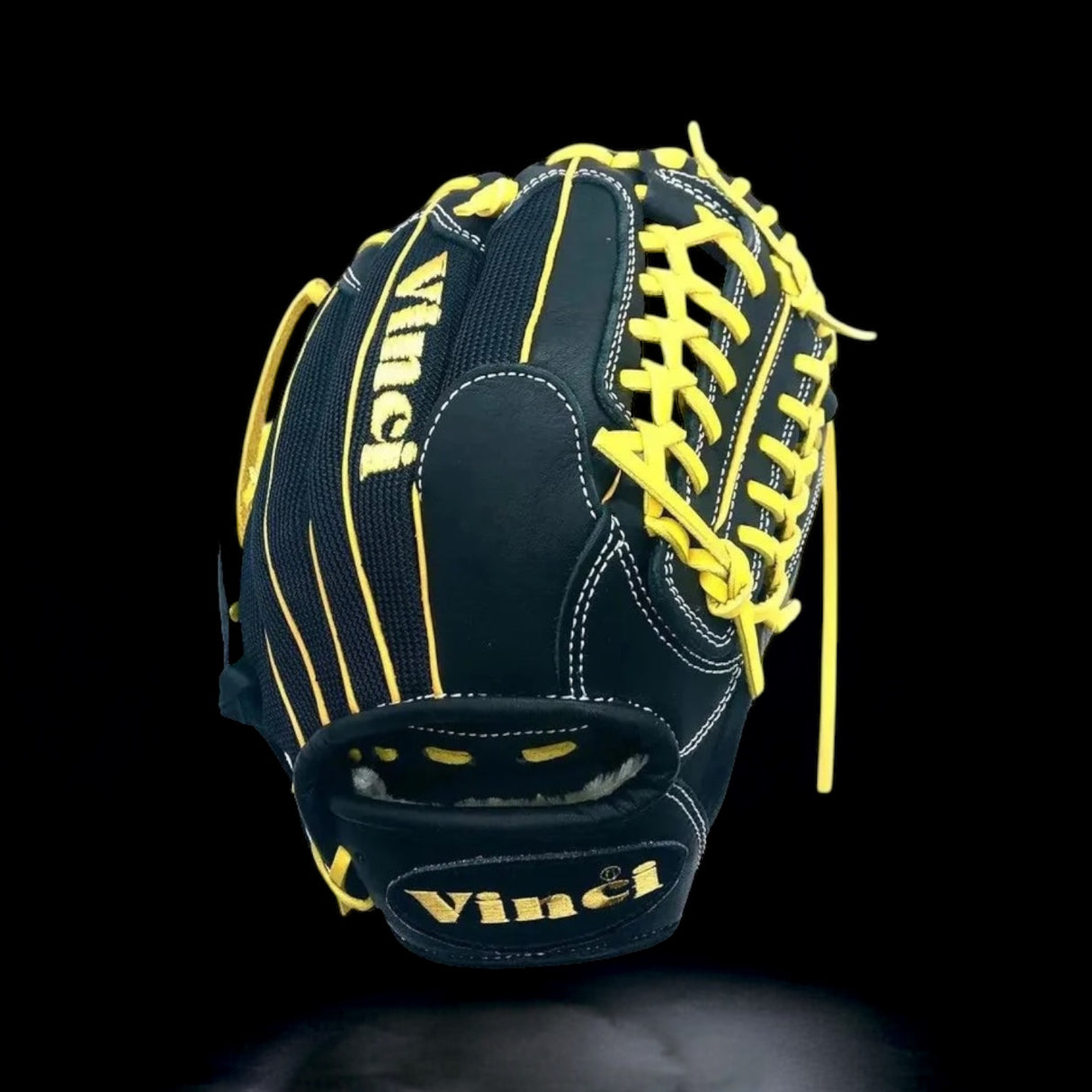 Vinci Pro 11.5” inch Infielder Pitcher Black Yellow Lace Glove